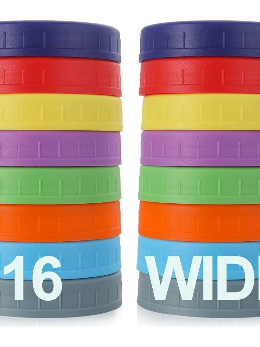 16 Pack] WIDE Mouth Mason Jar Lids for Ball, Kerr and More - Colored Plastic Sto
